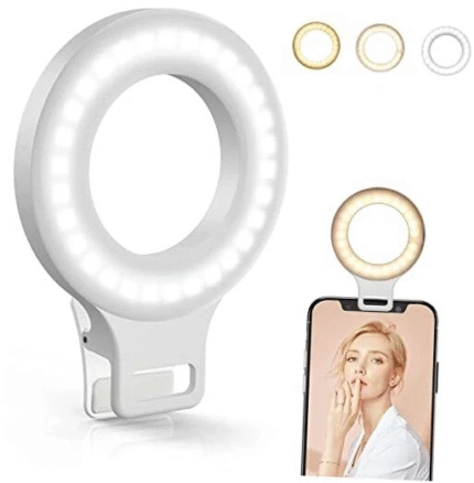 Clip on Ring Light, Rechargeable 60 LED Selfie Ring Light for Phone, 3.5"