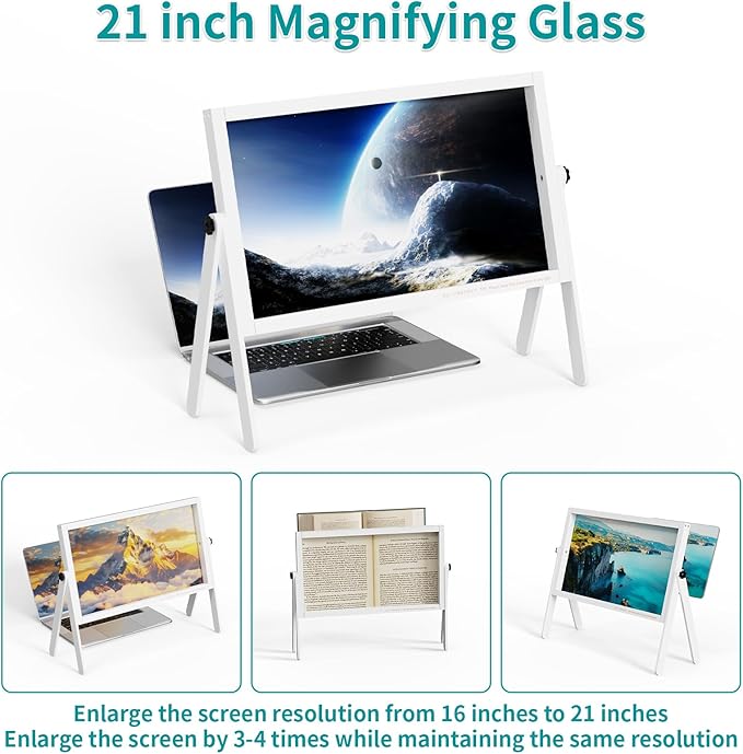 Laptop Screen Magnifier,Computer Screen Magnifying with Rotatable Adjust Desktop Stand for Low Vision & Seniors - Image 3